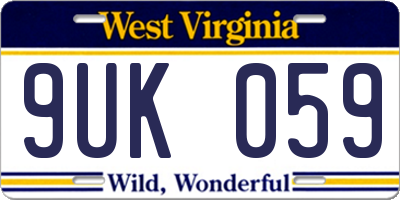 WV license plate 9UK059