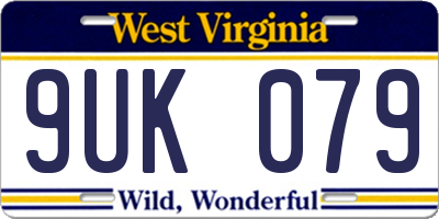 WV license plate 9UK079