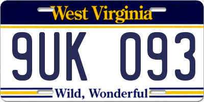 WV license plate 9UK093