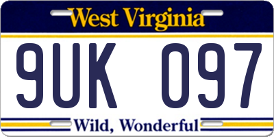 WV license plate 9UK097