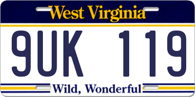 WV license plate 9UK119