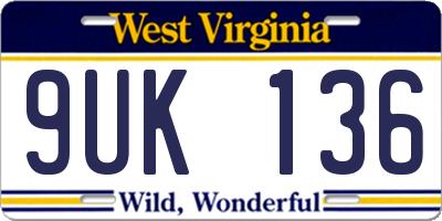 WV license plate 9UK136
