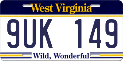 WV license plate 9UK149