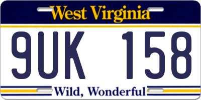 WV license plate 9UK158