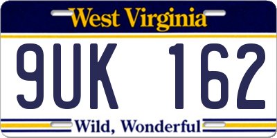 WV license plate 9UK162