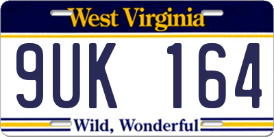 WV license plate 9UK164