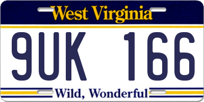 WV license plate 9UK166