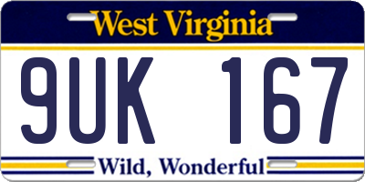 WV license plate 9UK167