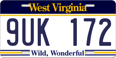 WV license plate 9UK172