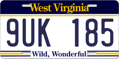 WV license plate 9UK185