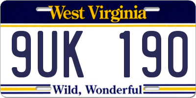 WV license plate 9UK190
