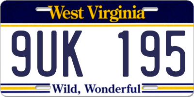WV license plate 9UK195