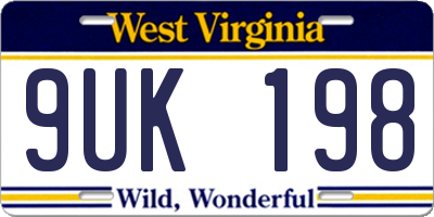 WV license plate 9UK198
