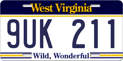 WV license plate 9UK211
