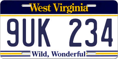 WV license plate 9UK234