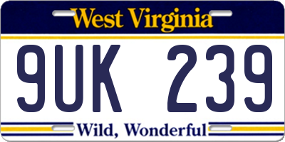 WV license plate 9UK239
