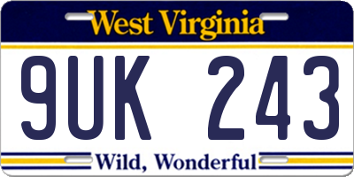 WV license plate 9UK243