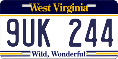 WV license plate 9UK244
