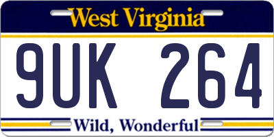 WV license plate 9UK264