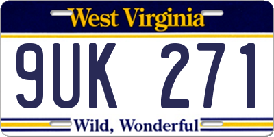 WV license plate 9UK271