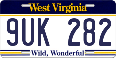 WV license plate 9UK282