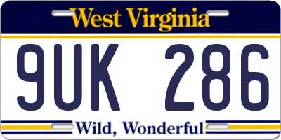 WV license plate 9UK286