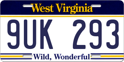 WV license plate 9UK293