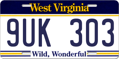 WV license plate 9UK303