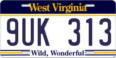 WV license plate 9UK313
