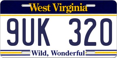 WV license plate 9UK320
