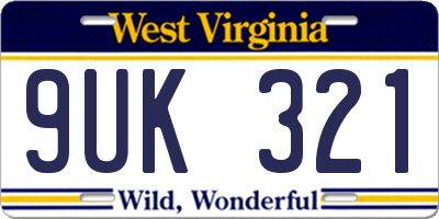 WV license plate 9UK321