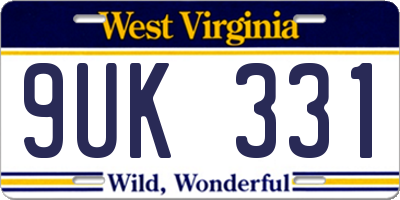 WV license plate 9UK331