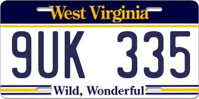 WV license plate 9UK335