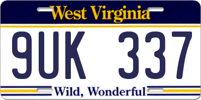 WV license plate 9UK337