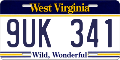 WV license plate 9UK341