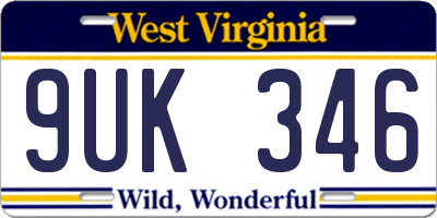 WV license plate 9UK346