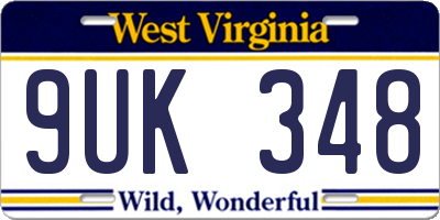 WV license plate 9UK348