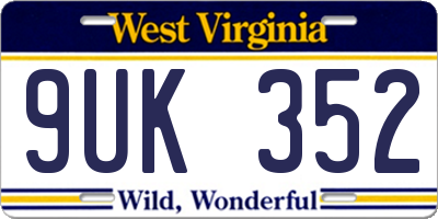 WV license plate 9UK352