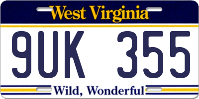 WV license plate 9UK355