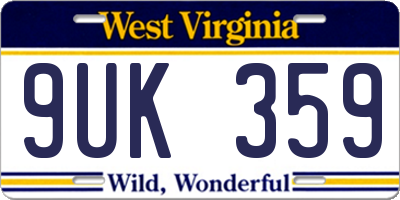 WV license plate 9UK359