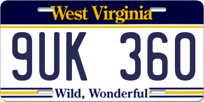 WV license plate 9UK360