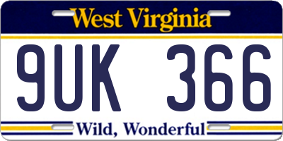 WV license plate 9UK366