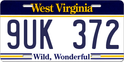 WV license plate 9UK372