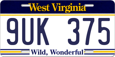 WV license plate 9UK375