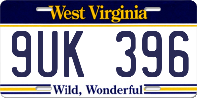 WV license plate 9UK396