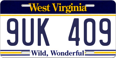 WV license plate 9UK409