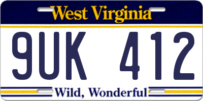 WV license plate 9UK412