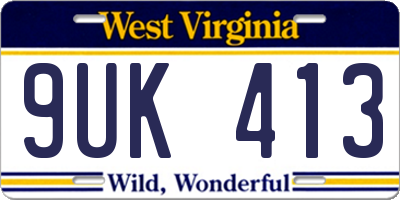 WV license plate 9UK413