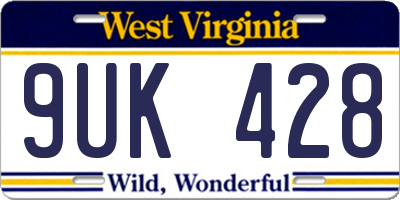 WV license plate 9UK428
