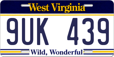 WV license plate 9UK439